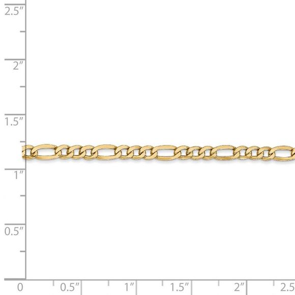 3.5mm, 14k Yellow Gold, Hollow Figaro Chain Necklace, 28 Inch - Picture 4 of 7